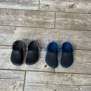 Crocs Size 7 Blue and Black Bundle. In good condition.